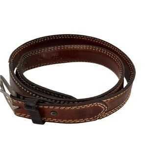 Tony Lama Size 36 Brown Stitched Leather Belt 9347L Ostrich